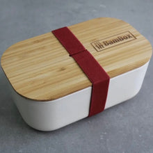 Load image into Gallery viewer, Bamboo Lunch Box (1.1L) - White with red band
