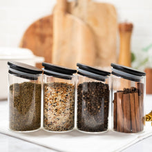 Load image into Gallery viewer, Black Bamboo Lid Pantry Storage Jars
