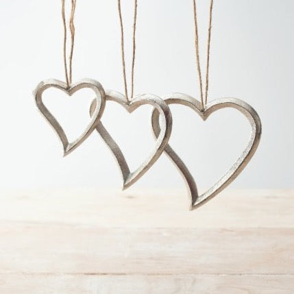 Silver Hanging Decoration Heart Shape