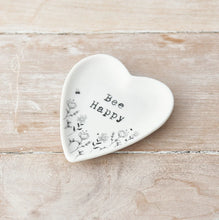 Load image into Gallery viewer, Ceramic Heart Trinket Dish - BEE HAPPY
