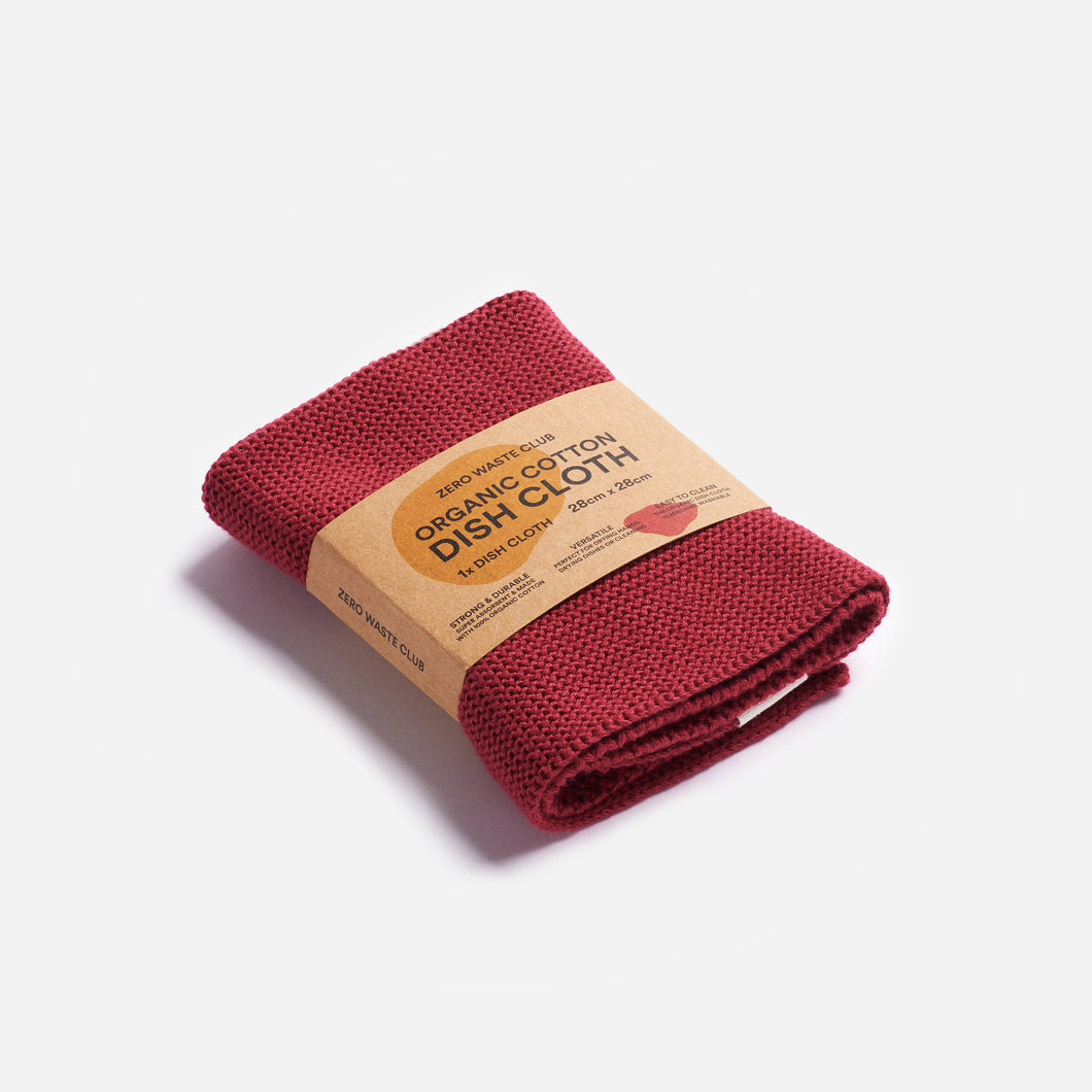 Dish Cloths - 100% Organic Cotton - Wine Red