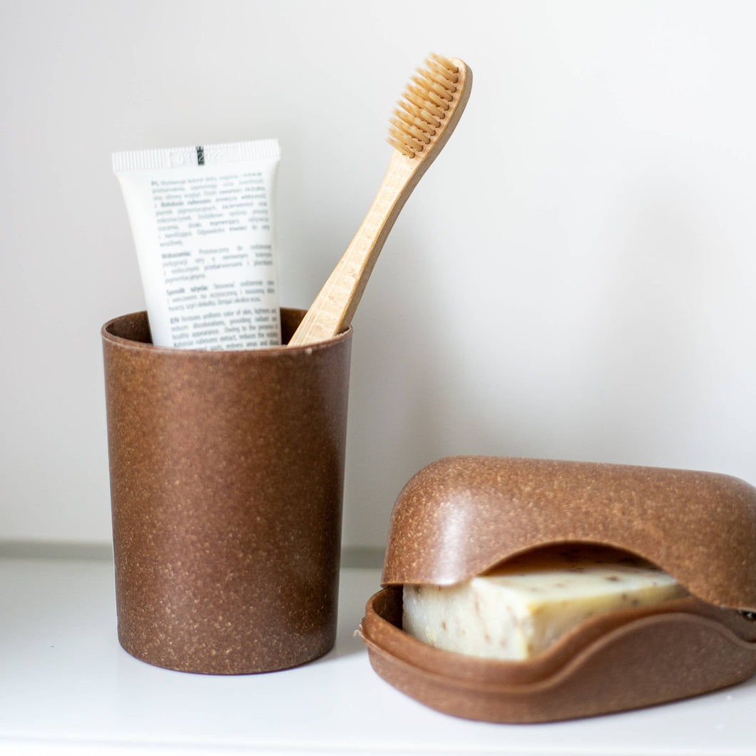 Liquid Beech Wood Toothbrush Cup - Dark Brown