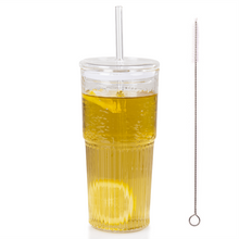 Load image into Gallery viewer, Glass Smoothie Tumbler with Straw - 600ml
