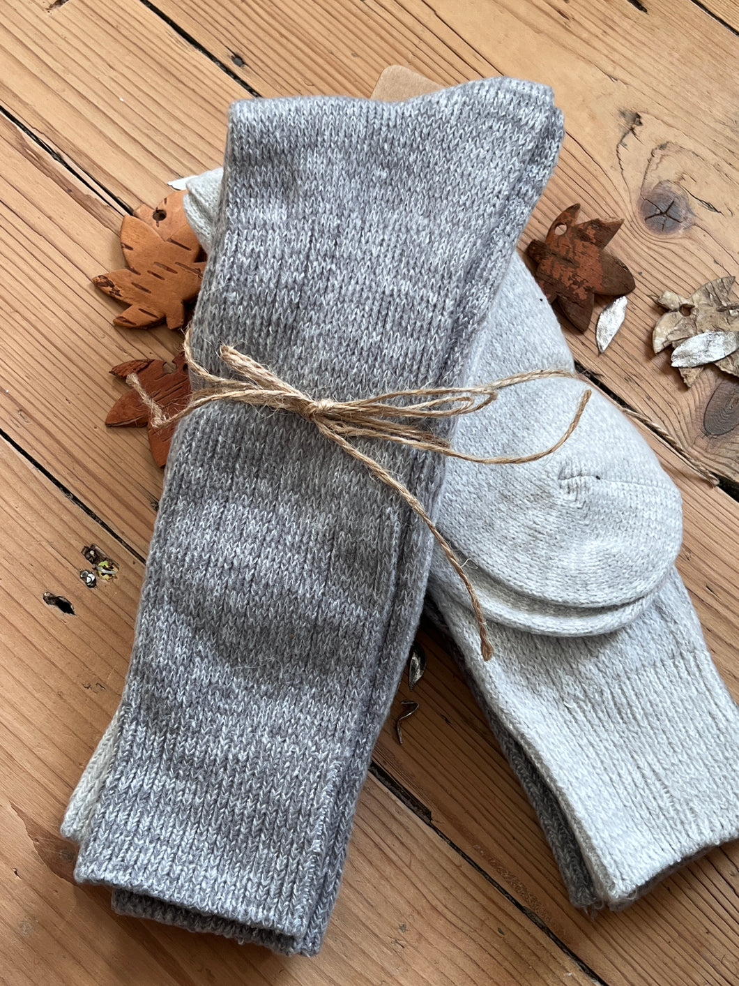 Luxury Aloe Infused  Recycled Plastic Cozy Socks- Pk of 2 - Grey & Light Grey