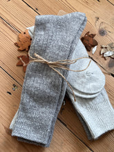 Load image into Gallery viewer, Luxury Aloe Infused  Recycled Plastic Cozy Socks- Pk of 2 - Grey &amp; Light Grey
