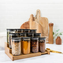 Load image into Gallery viewer, Black Bamboo Lid Pantry Storage Jars
