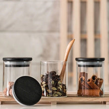 Load image into Gallery viewer, Black Bamboo Lid Pantry Storage Jars
