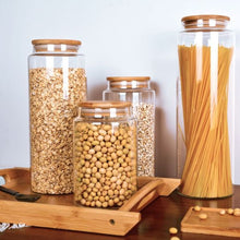 Load image into Gallery viewer, Glass Pantry Jars With Bamboo Lid
