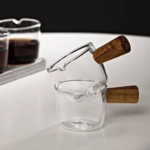 Load image into Gallery viewer, Glass Milk &amp; Dressing Saucer with Acacia Wooden Handle
