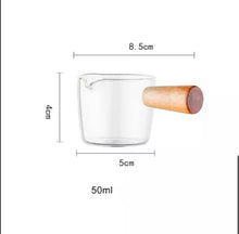 Load image into Gallery viewer, Glass Milk &amp; Dressing Saucer with Acacia Wooden Handle
