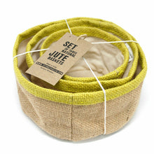 Load image into Gallery viewer, Natural Jute Baskets - Set Of 3 - Olive
