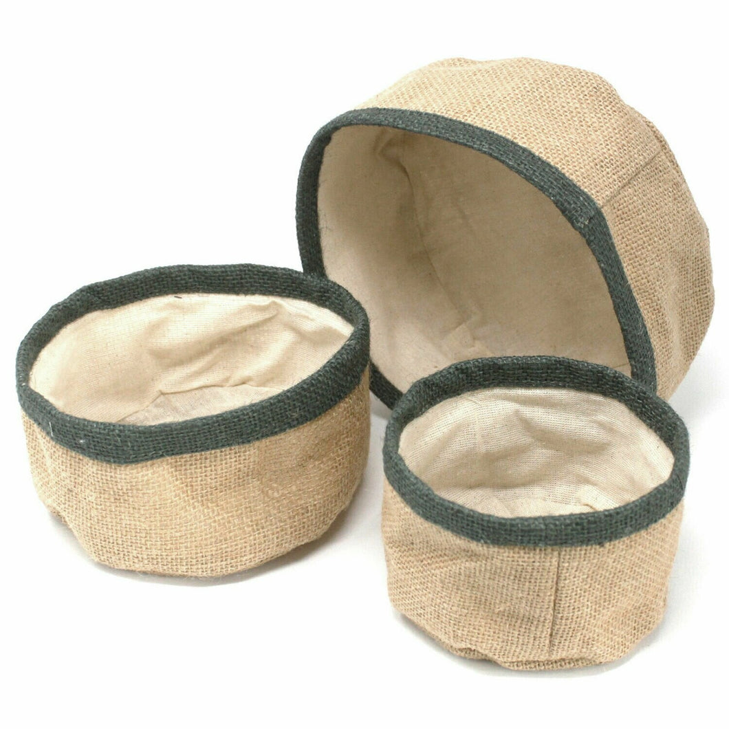 Natural Jute Baskets - Set Of 3 - Charcoal