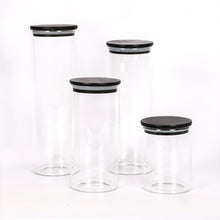 Load image into Gallery viewer, Glass Pantry Jars With Black Bamboo Lid
