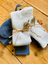 Load image into Gallery viewer, Luxury Eucalyptus Infused  Recycled Plastic Cozy Socks- Pk of 2 - Dark Blue &amp; Light Blue
