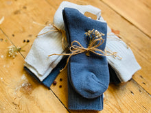 Load image into Gallery viewer, Luxury Eucalyptus Infused  Recycled Plastic Cozy Socks- Pk of 2 - Dark Blue &amp; Light Blue
