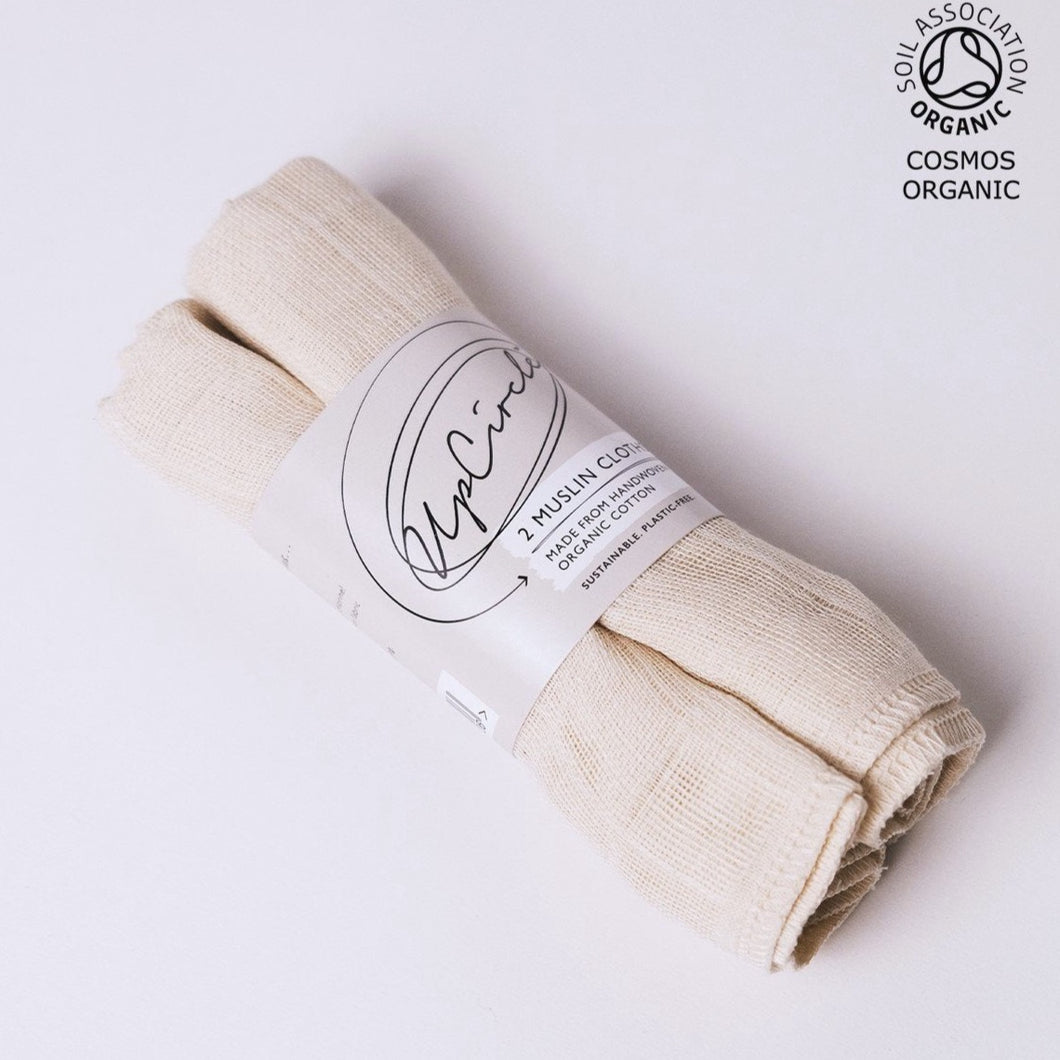 Organic Muslin Face Cloths - 2 Pieces