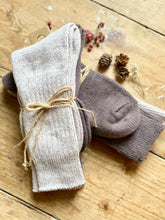 Load image into Gallery viewer, Luxury Aloe Infused  Recycled Plastic Cozy Socks- Pk of 2 - Beige &amp; Brown
