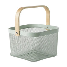 Load image into Gallery viewer, Wire Mesh Storage Basket with Bamboo Handle
